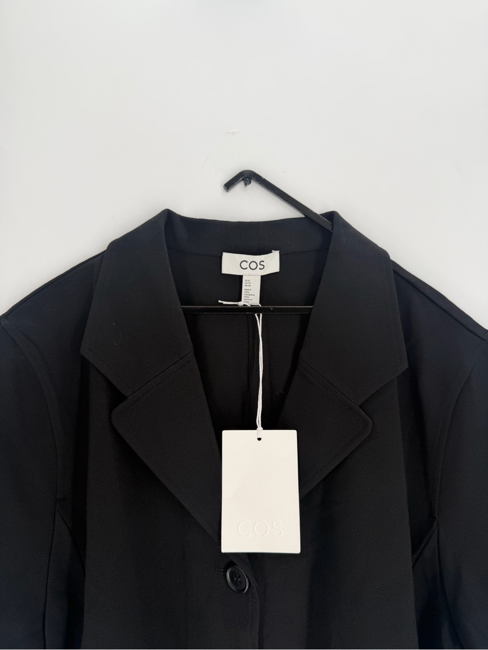 Cos Twill Jersey Short Sleeved Single Button Slightly Cropped Blazer In Black